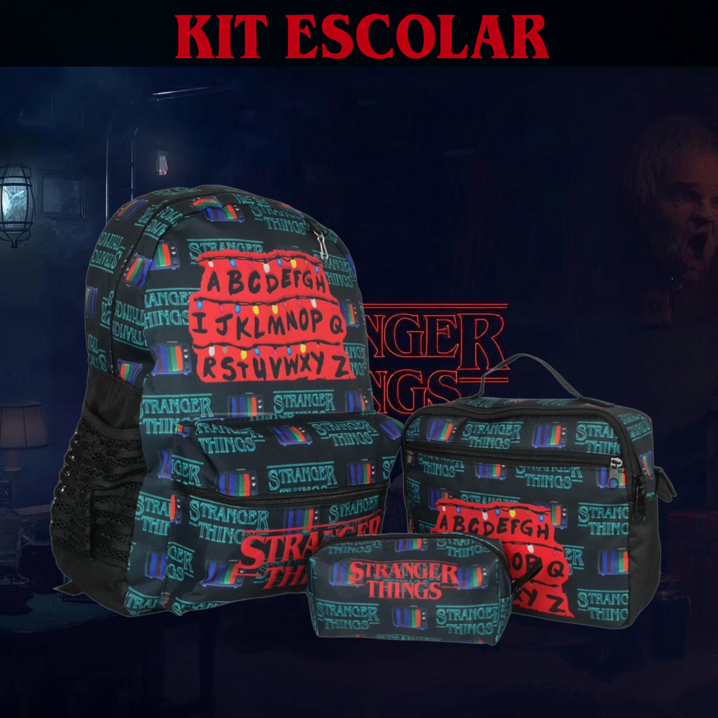 Mochila, Lancheira e Estojo Stranger Things